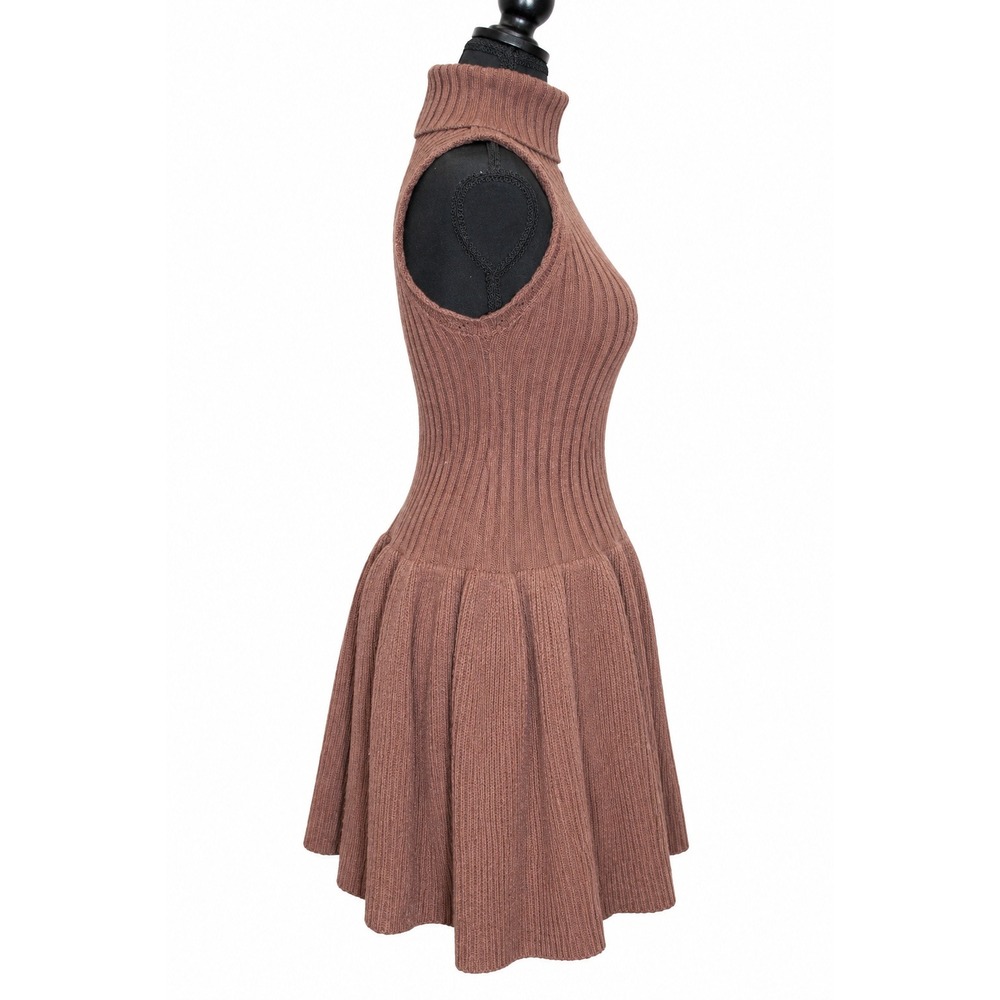 Free People Millie Sweater Mini Dress Ribbed Sleeveless Turtleneck XS Brown - Picture 4 of 7